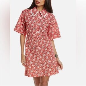 SEA NEW YORK DAISY PRINT BUTTON FRONT SHIRT DRESS ELBOW SLEEVES SIZE 16 NWT $350